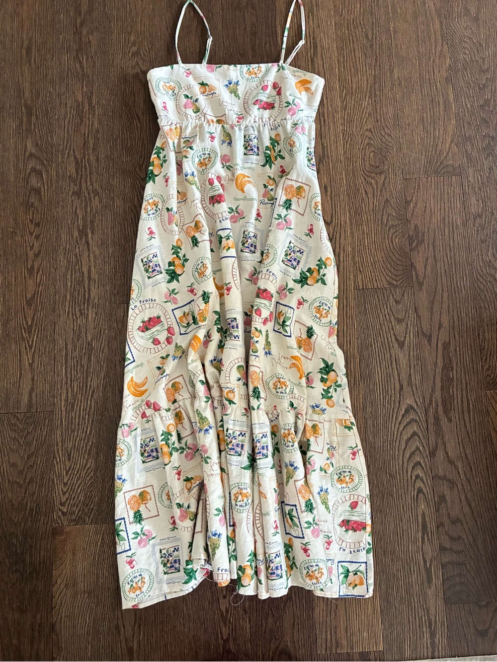 Joie Linen Midi Dress, Fruit Pattern, Summer Pretty! 🍓🍑🍇🍋 - Picture 7 of 9